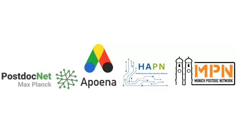 Logos PostdocNet Max Planck, Apoena, HAPN, Munich Postdoc Network